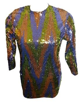 Sequin Chevron Long-Sleeve Mini Dress - NWOT